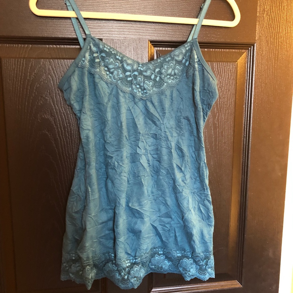 Teal lace tank top